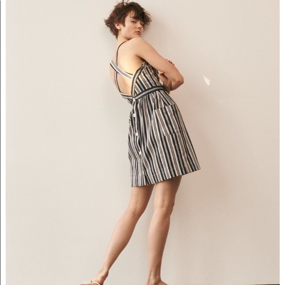 Madewell Button-back Mini Dress in Evelyn Stripe